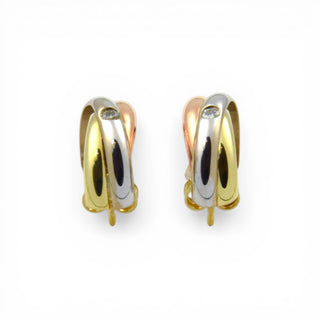 Brillantohrstecker aus 585 Gelb-, Rot- und Weißgold, nachhaltiger second hand Schmuck perfekt aufgearbeitet