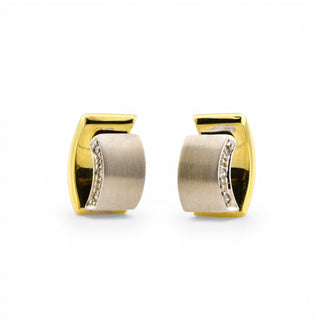 Brillantohrstecker aus 585 Gelb- und Weißgold, nachhaltiger second hand Schmuck perfekt aufgearbeitet