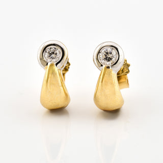 Brillantohrstecker aus 585 Gelb- und Weißgold, nachhaltiger second hand Schmuck perfekt aufgearbeitet