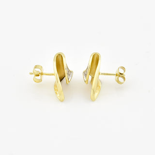 Diamantohrstecker aus 585 Gelb- und Weißgold, nachhaltiger second hand Schmuck perfekt aufgearbeitet