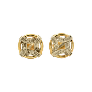 Diamantohrstecker aus 585 Gelb- und Weißgold, nachhaltiger second hand Schmuck perfekt aufgearbeitet