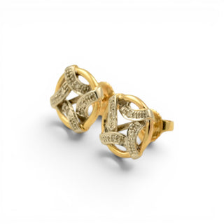 Diamantohrstecker aus 585 Gelb- und Weißgold, nachhaltiger second hand Schmuck perfekt aufgearbeitet