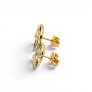 Diamantohrstecker aus 585 Gelb- und Weißgold, nachhaltiger second hand Schmuck perfekt aufgearbeitet