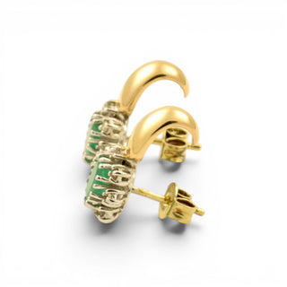 Smaragdohrstecker aus 585 Gelb- und Weißgold mit Brillant, nachhaltiger second hand Schmuck perfekt aufgearbeitet
