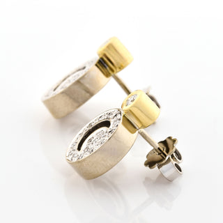 Brillantohrstecker aus 750 Gelb- und Weißgold, nachhaltiger second hand Schmuck perfekt aufgearbeitet