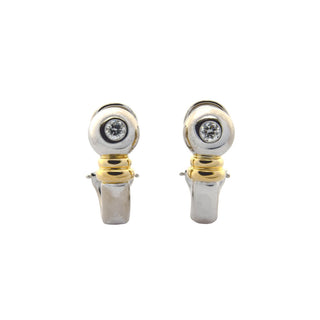 Brillantohrstecker aus 750 Gelb- und Weißgold, nachhaltiger second hand Schmuck perfekt aufgearbeitet