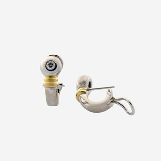Brillantohrstecker aus 750 Gelb- und Weißgold, nachhaltiger second hand Schmuck perfekt aufgearbeitet