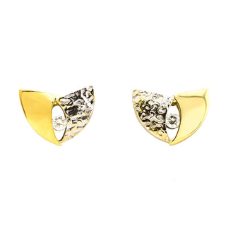 Brillantohrstecker aus 750 Gelb- und Weißgold, nachhaltiger second hand Schmuck perfekt aufgearbeitet