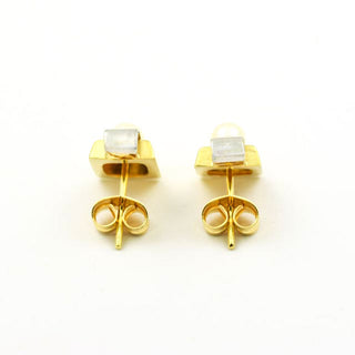 Perlenohrstecker aus 750 Gelb- und Weißgold mit Brillant, nachhaltiger second hand Schmuck perfekt aufgearbeitet