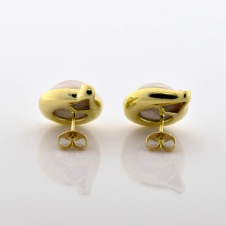 Perlenohrstecker aus 585 Gelb- und Weißgold mit Diamant, nachhaltiger second hand Schmuck perfekt aufgearbeitet