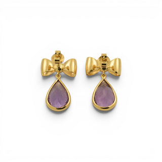 Ohrstecker aus 750 Gelbgold mit Amethyst, nachhaltiger second-hand Schmuck perfekt aufgearbeitet