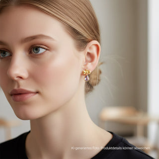 Ohrstecker aus 750 Gelbgold mit Amethyst, nachhaltiger second-hand Schmuck perfekt aufgearbeitet