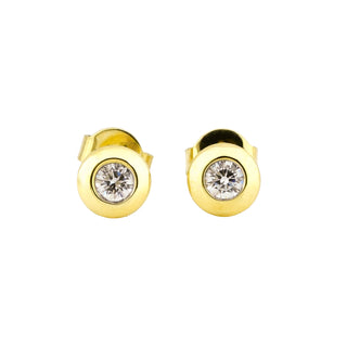 Brillantohrstecker aus 585 Gelbgold, nachhaltiger second hand Schmuck perfekt aufgearbeitet