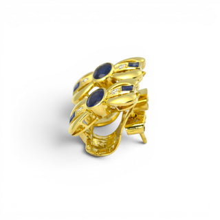 Saphirohrstecker aus 750 Gelbgold mit Brillant, nachhaltiger second hand Schmuck perfekt aufgearbeitet