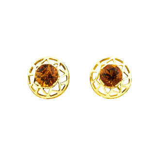 Ohrstecker aus 585 Gelbgold mit Citrin, nachhaltiger second hand Schmuck perfekt aufgearbeitet