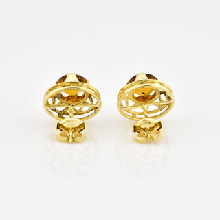 Ohrstecker aus 585 Gelbgold mit Citrin, nachhaltiger second hand Schmuck perfekt aufgearbeitet