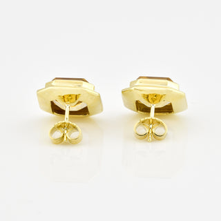 Ohrstecker aus 585 Gelbgold mit Citrin, nachhaltiger second hand Schmuck perfekt aufgearbeitet