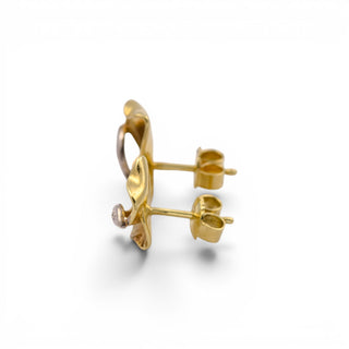 Diamantohrstecker aus 585 Gelbgold, nachhaltiger second hand Schmuck perfekt aufgearbeitet