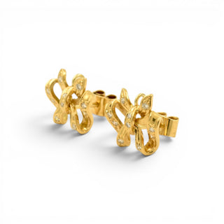 Diamantohrstecker aus 750 Gelbgold, nachhaltiger second-hand Schmuck perfekt aufgearbeitet