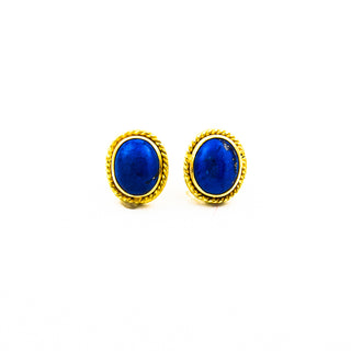 Ohrstecker aus 585 Gelbgold mit Lapislazuli, nachhaltiger second hand Schmuck perfekt aufgearbeitet