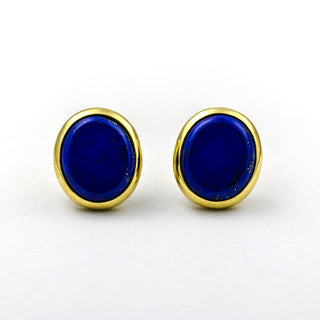 Ohrstecker aus 585 Gelbgold mit Lapislazuli, nachhaltiger second hand Schmuck perfekt aufgearbeitet