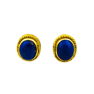 Ohrstecker aus 585 Gelbgold mit Lapislazuli, nachhaltiger second hand Schmuck perfekt aufgearbeitet