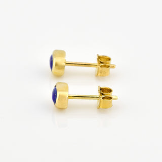 Ohrstecker aus 585 Gelbgold mit Lapislazuli, nachhaltiger second hand Schmuck perfekt aufgearbeitet