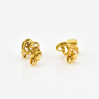 Ohrstecker aus 585 Gelbgold mit Opal und Diamant, nachhaltiger second hand Schmuck perfekt aufgearbeitet