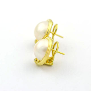 Perlenohrstecker aus 585 Gelbgold mit Brillant, nachhaltiger second hand Schmuck perfekt aufgearbeitet