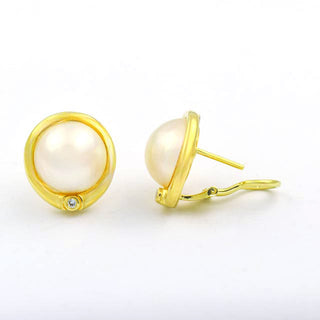 Perlenohrstecker aus 585 Gelbgold mit Brillant, nachhaltiger second hand Schmuck perfekt aufgearbeitet