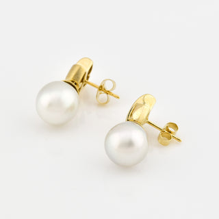 Perlenohrstecker aus 585 Gelbgold mit Brillant, nachhaltiger second hand Schmuck perfekt aufgearbeitet