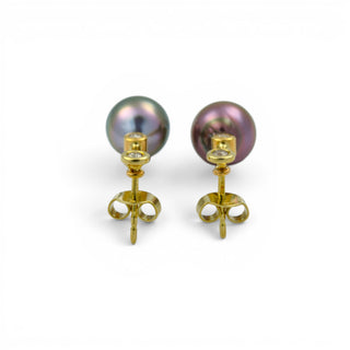 Perlenohrstecker aus 585 Gelbgold mit Brillant, nachhaltiger second hand Schmuck perfekt aufgearbeitet