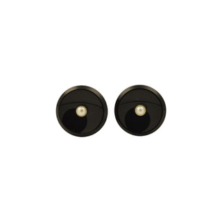 Perlenohrstecker aus 585 Gelbgold mit Onyx, nachhaltiger second-hand Schmuck perfekt aufgearbeitet