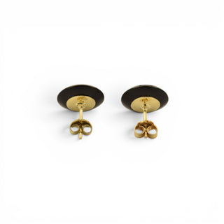 Perlenohrstecker aus 585 Gelbgold mit Onyx, nachhaltiger second-hand Schmuck perfekt aufgearbeitet