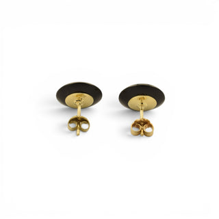 Perlenohrstecker aus 585 Gelbgold mit Onyx, nachhaltiger second-hand Schmuck perfekt aufgearbeitet