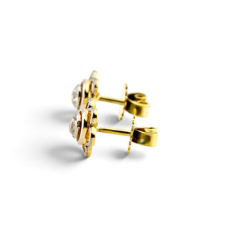 Diamantohrstecker aus 585 Gelbgold/Platin, nachhaltiger second-hand Schmuck perfekt aufgearbeitet
