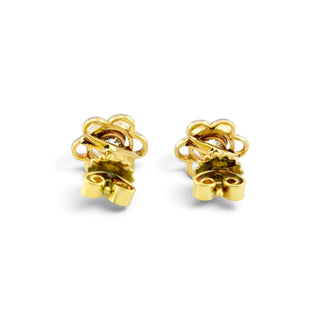 Diamantohrstecker aus 585 Gelbgold/Platin, nachhaltiger second-hand Schmuck perfekt aufgearbeitet