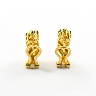Saphirohrstecker aus 750 Gelbgold mit Diamant, nachhaltiger second hand Schmuck perfekt aufgearbeitet