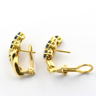 Saphirohrstecker aus 750 Gelbgold mit Diamant, nachhaltiger second hand Schmuck perfekt aufgearbeitet
