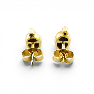 Saphirohrstecker aus 585 Gelbgold mit Diamant, nachhaltiger second-hand Schmuck perfekt aufgearbeitet