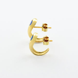 Saphirohrstecker aus 585 Gelbgold mit Diamant, nachhaltiger second hand Schmuck perfekt aufgearbeitet