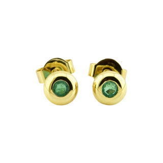 Smaragdohrstecker aus 585 Gelbgold, nachhaltiger second-hand Schmuck perfekt aufgearbeitet