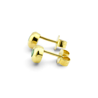 Smaragdohrstecker aus 585 Gelbgold, nachhaltiger second-hand Schmuck perfekt aufgearbeitet