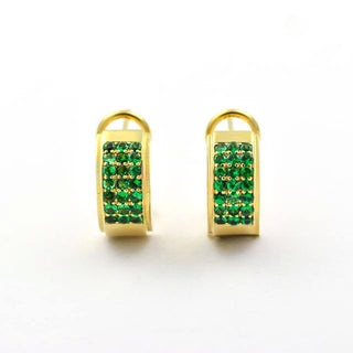 Ohrstecker mit Clipmechanik aus 585 Gelbgold mit Tsavorit, nachhaltiger second hand Schmuck perfekt aufgearbeitet