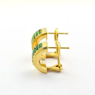 Ohrstecker mit Clipmechanik aus 585 Gelbgold mit Tsavorit, nachhaltiger second hand Schmuck perfekt aufgearbeitet