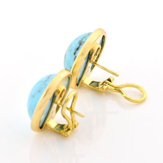 Ohrstecker aus 585 Gelbgold mit Türkis, nachhaltiger second hand Schmuck perfekt aufgearbeitet