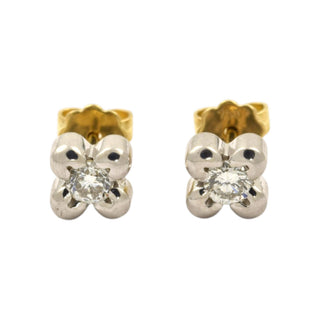 Brillantohrstecker aus 750 Gelb- und Weißgold, nachhaltiger second-hand Schmuck perfekt aufgearbeitet