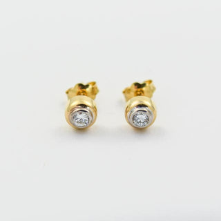 Brillantohrstecker aus 750 Gelb- und Weißgold, nachhaltiger second hand Schmuck perfekt aufgearbeitet