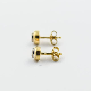 Brillantohrstecker aus 750 Gelb- und Weißgold, nachhaltiger second hand Schmuck perfekt aufgearbeitet