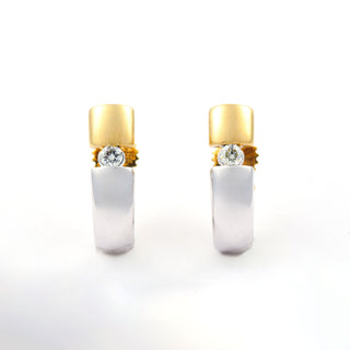 Brillantohrstecker aus 585 Gelb- und Weißgold, nachhaltiger second hand Schmuck perfekt aufgearbeitet